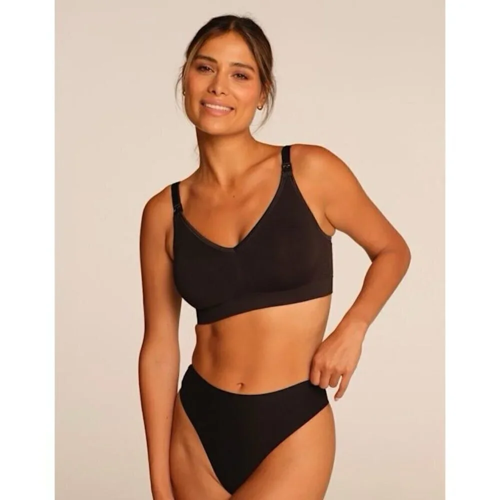 Bravado Womens Body Silk Seamless Nursing Bra Sz XL Black Wireless Seamless